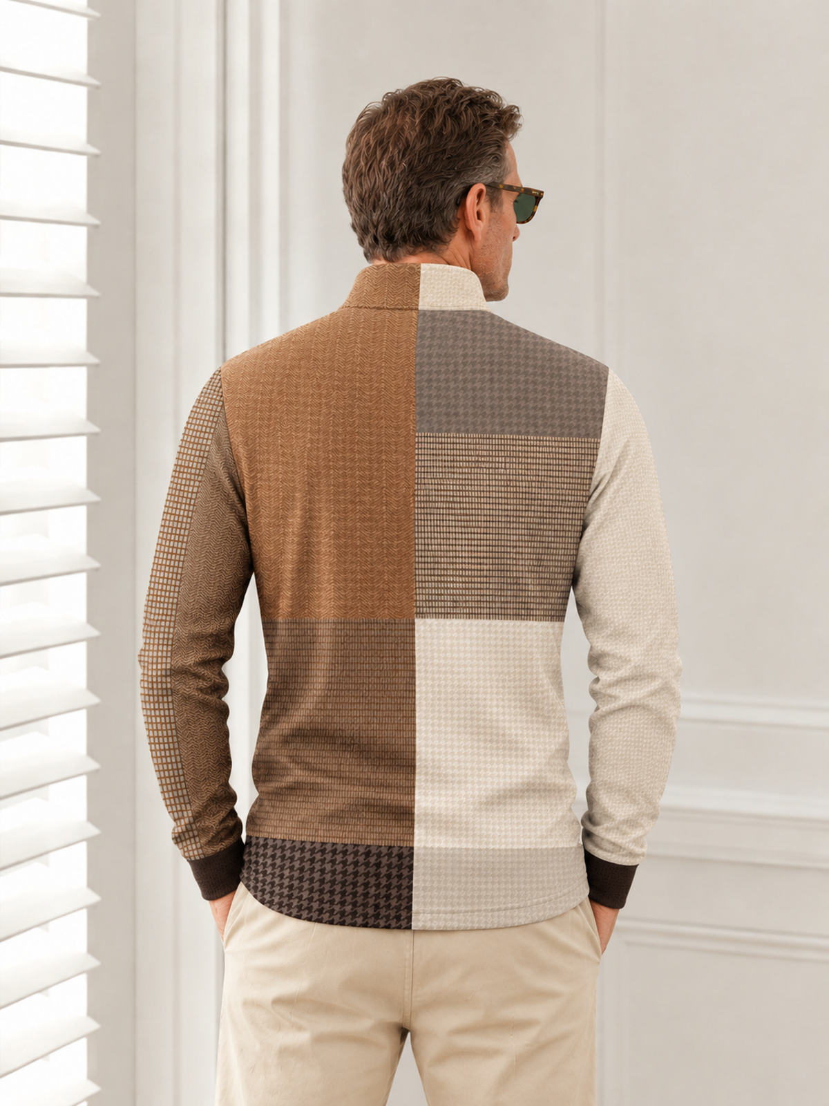 Fairway Patchwork Men's Lightweight Golf Shirt Quarterzip UPF50+