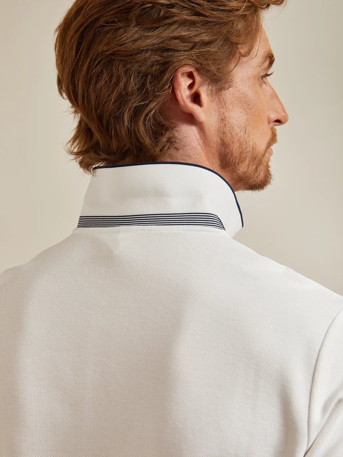 PearlTex Men's Piqué Cotton-Linen-Silk Polo Top