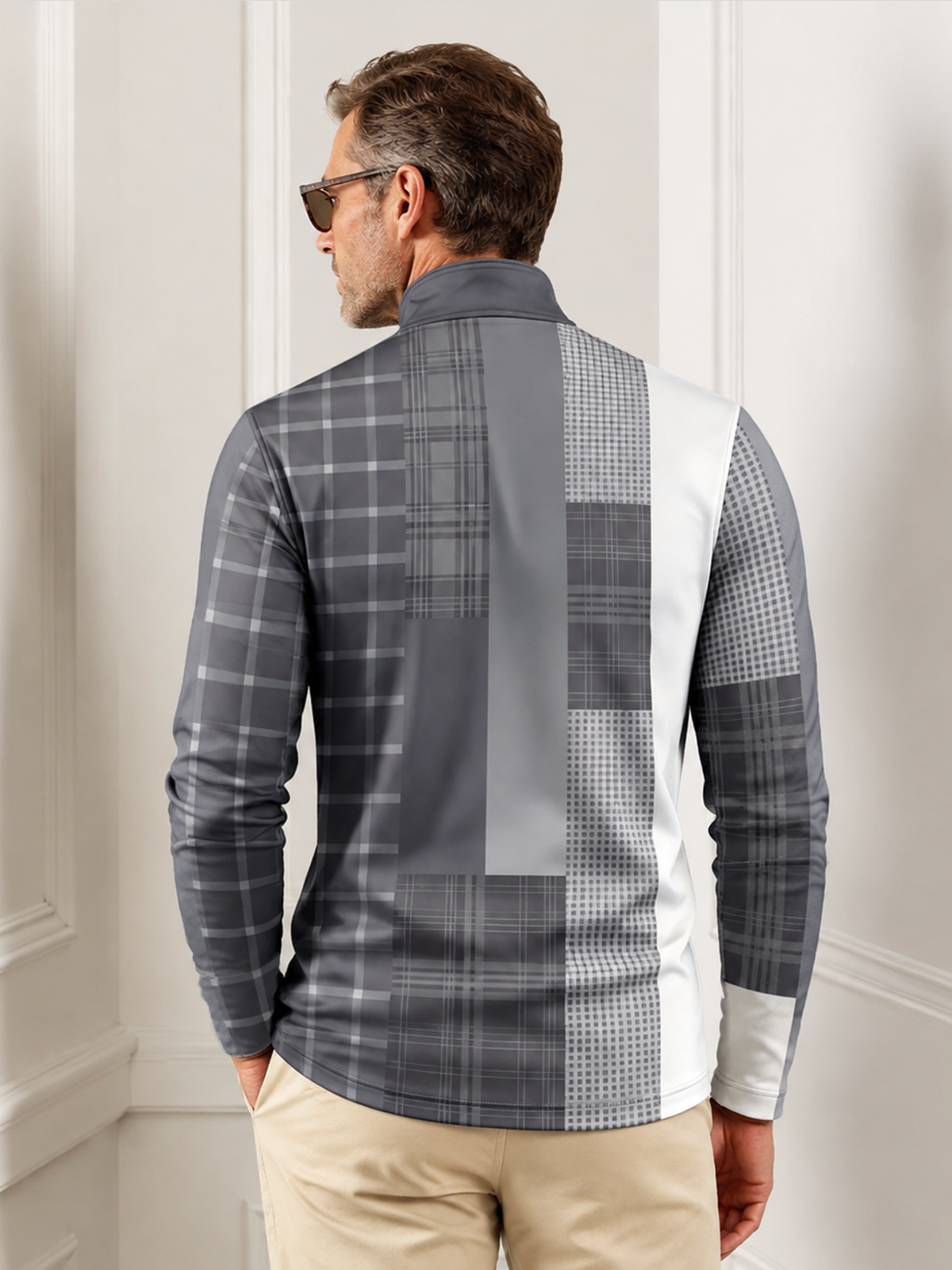 Fairway Patchwork Men's Lightweight Golf Shirt Quarterzip UPF50+