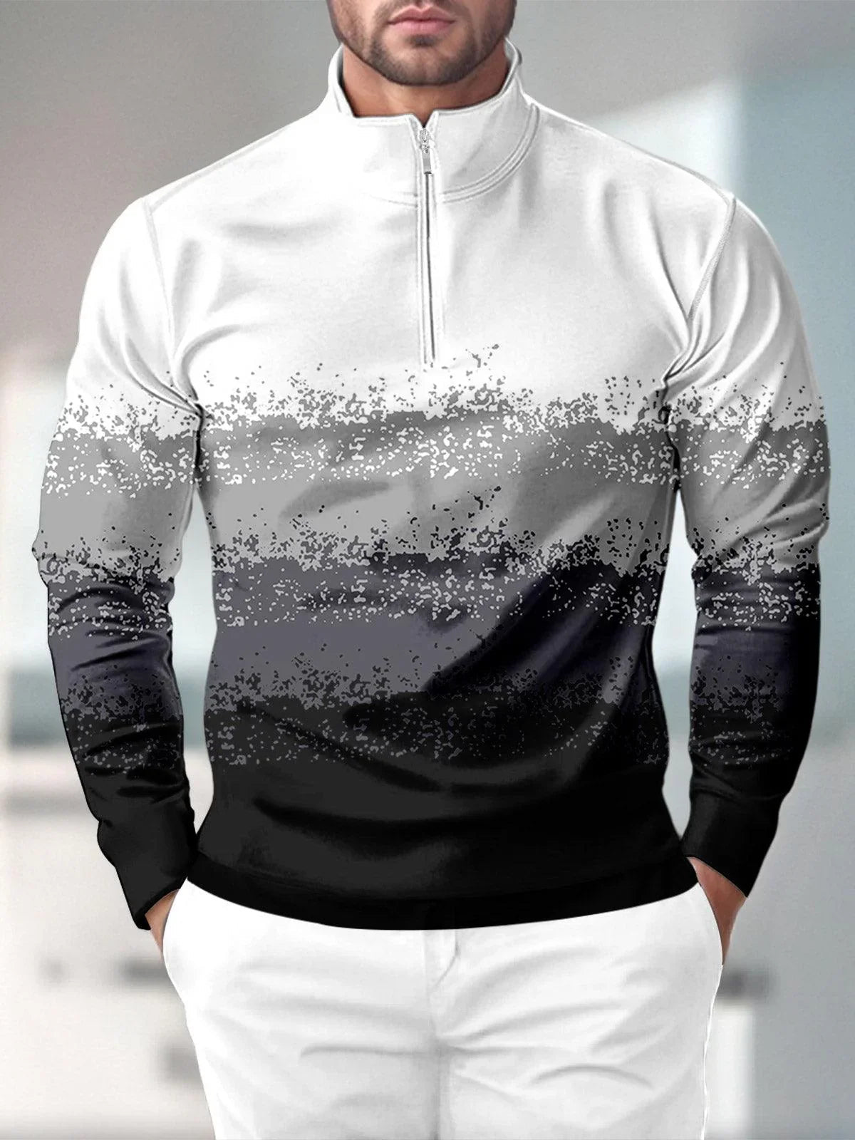 Air Brush Camicia da golf uomo con cerniera a quarto UPF50+