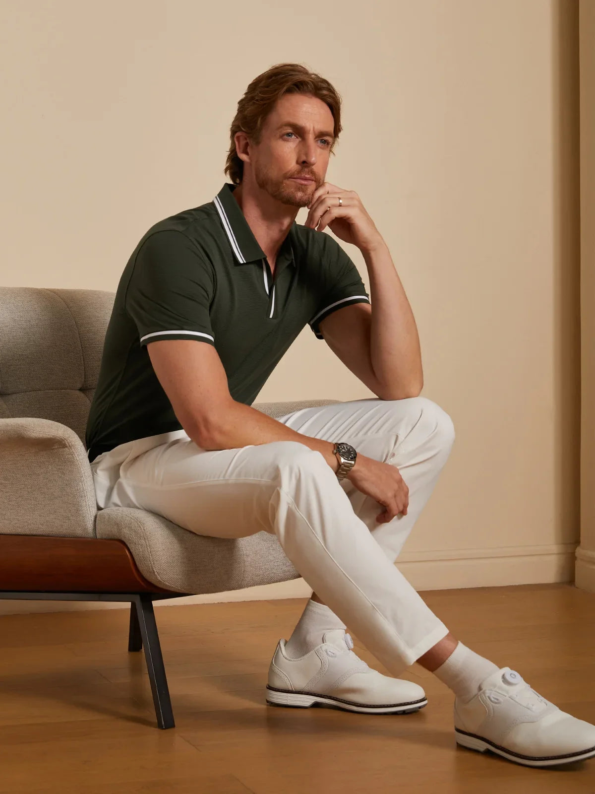 Custom Embroidery or Fit Men's Cotton-Silk Blend Polo Top