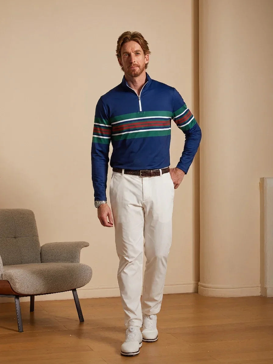 Playful Nautical Men's Golf Shirt Quarterzip UPF50+