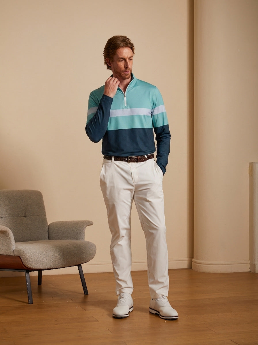 Playful Nautical Men's Golf Shirt Quarterzip UPF50+