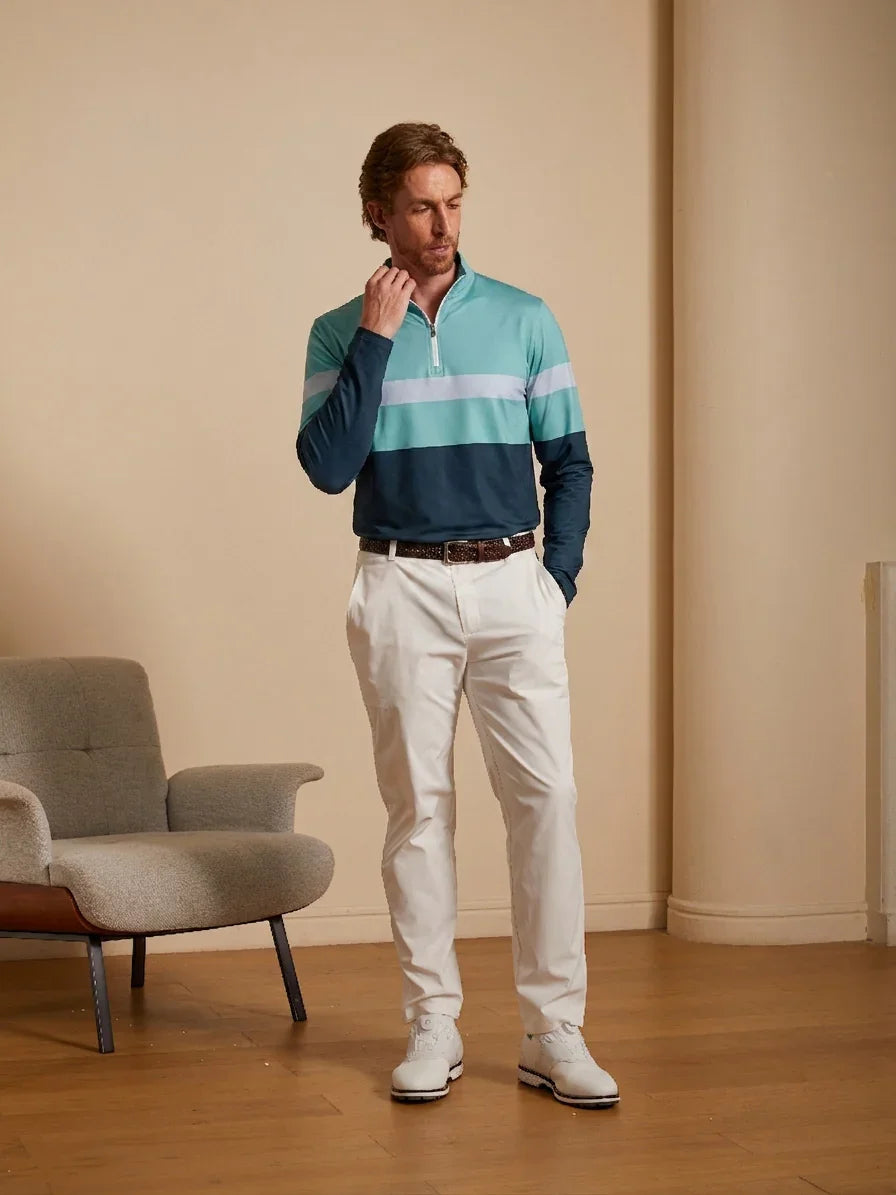 Playful Nautical Men's Golf Shirt Quarterzip UPF50+