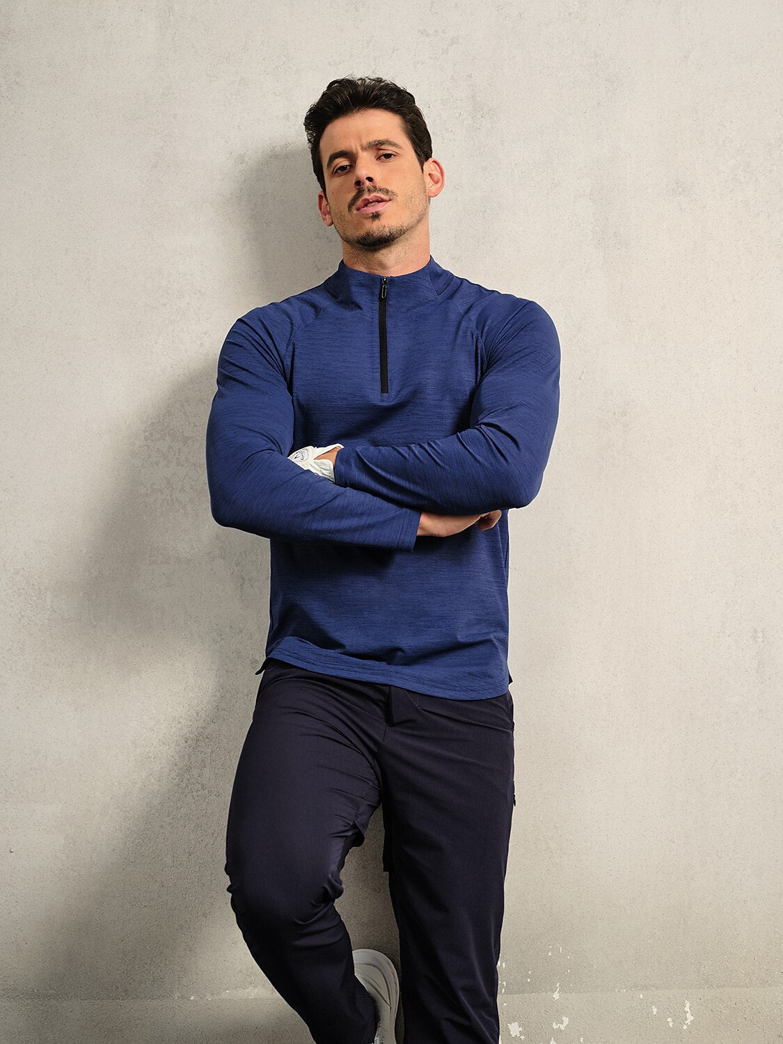 Polo de golf quart de zip homme Plus que Basique UPF50+