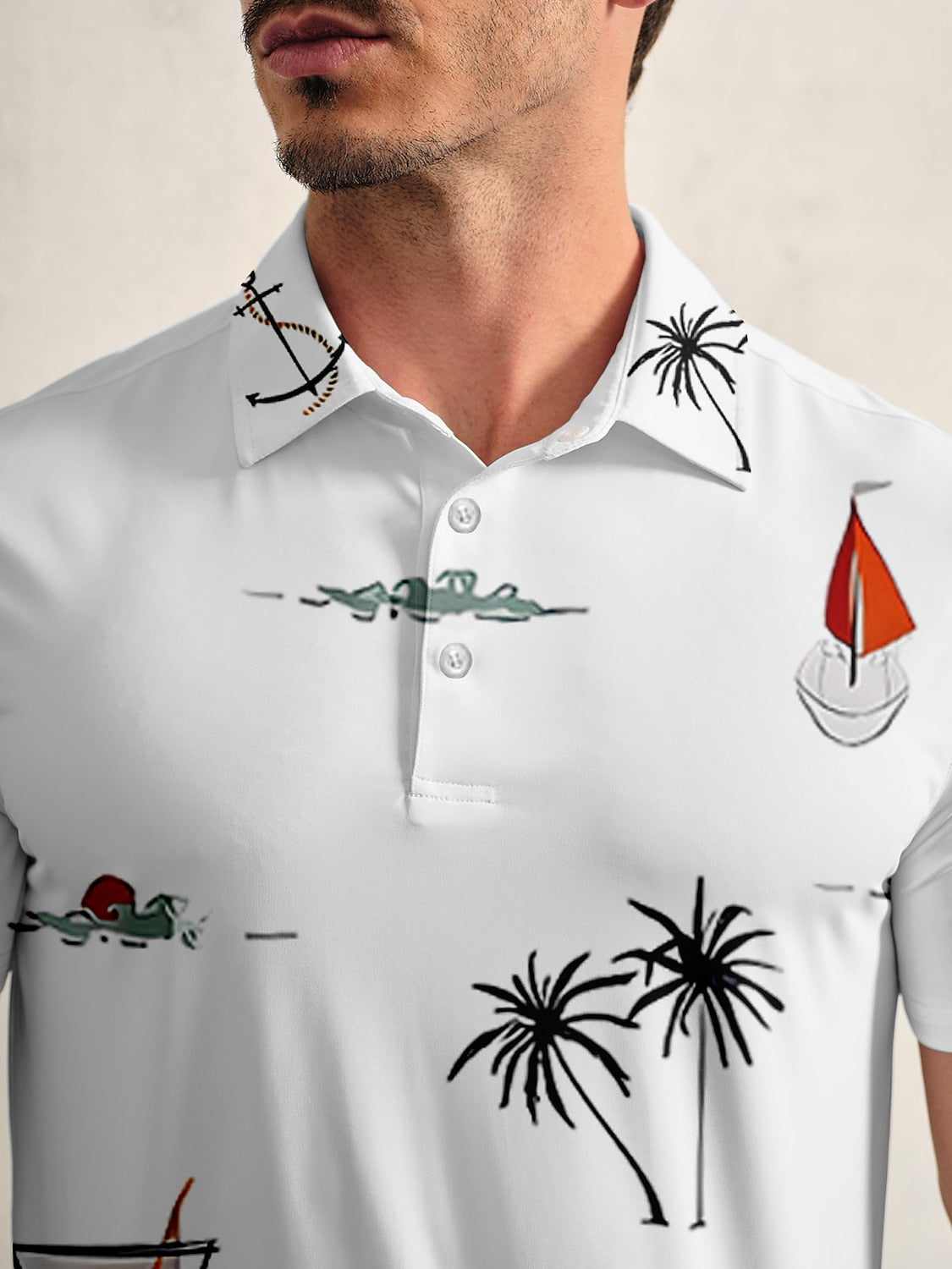 Hyped-up Tropical Men's Polo Top UPF50+