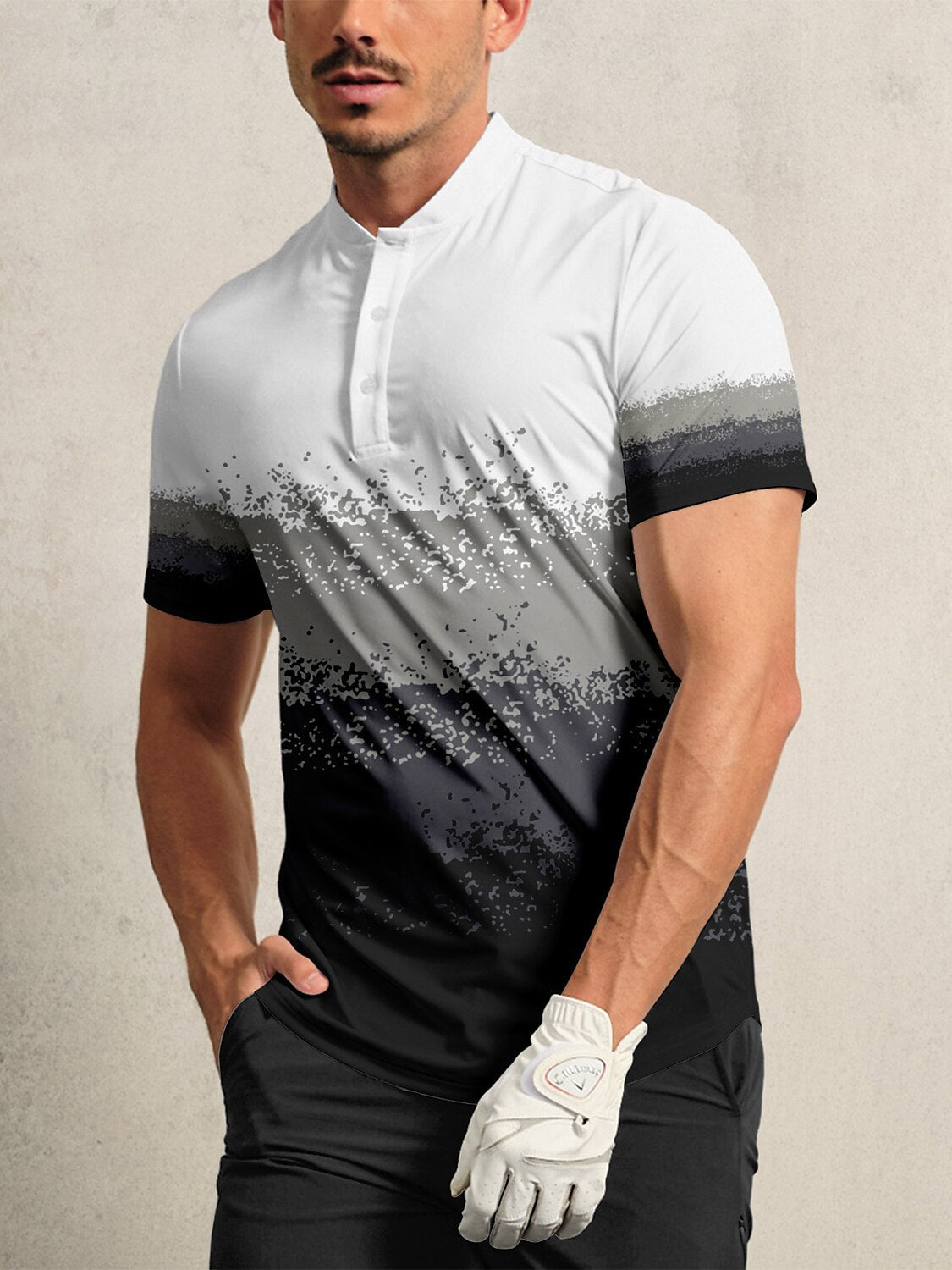 Air Brush Herren Golf Henley-Shirt LSF 50+