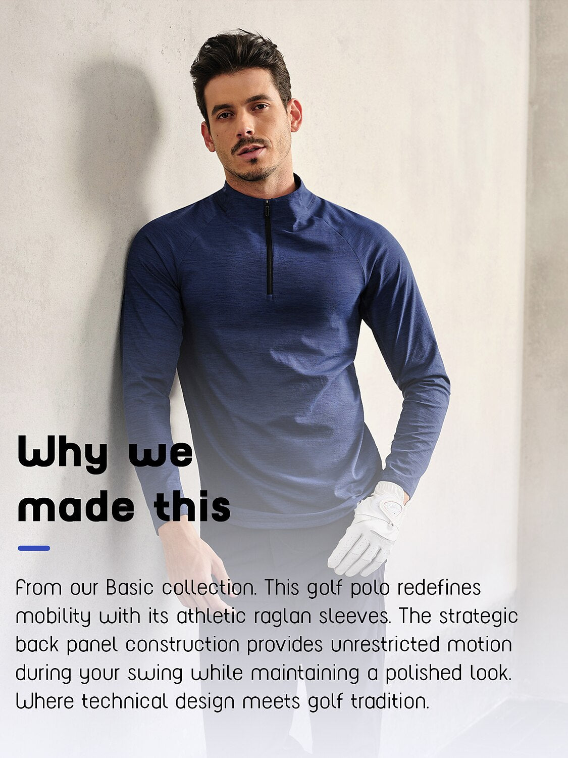 More Than Basic Men's Golf Shirt Quarterzip UPF50+