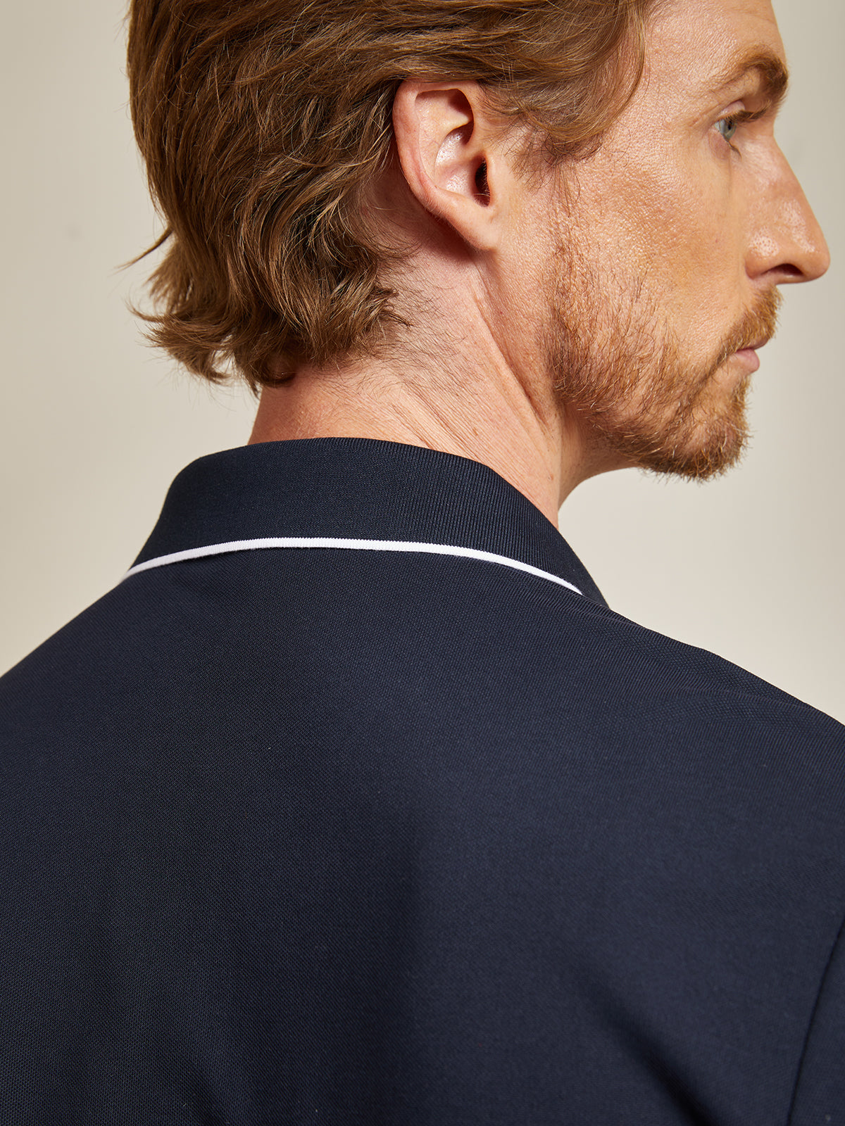 NaturalComfy Herrpolo med kontrasterande beslag
