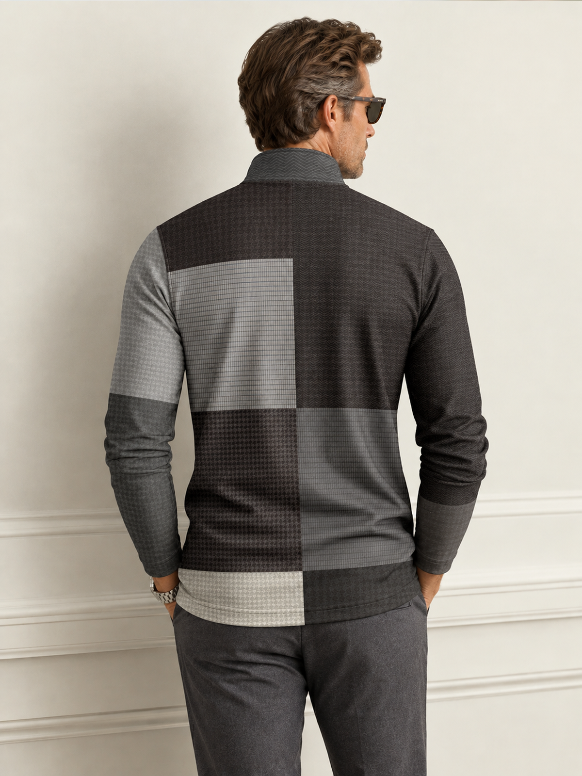 Fairway Patchwork Men's Lightweight Golf Shirt Quarterzip UPF50+