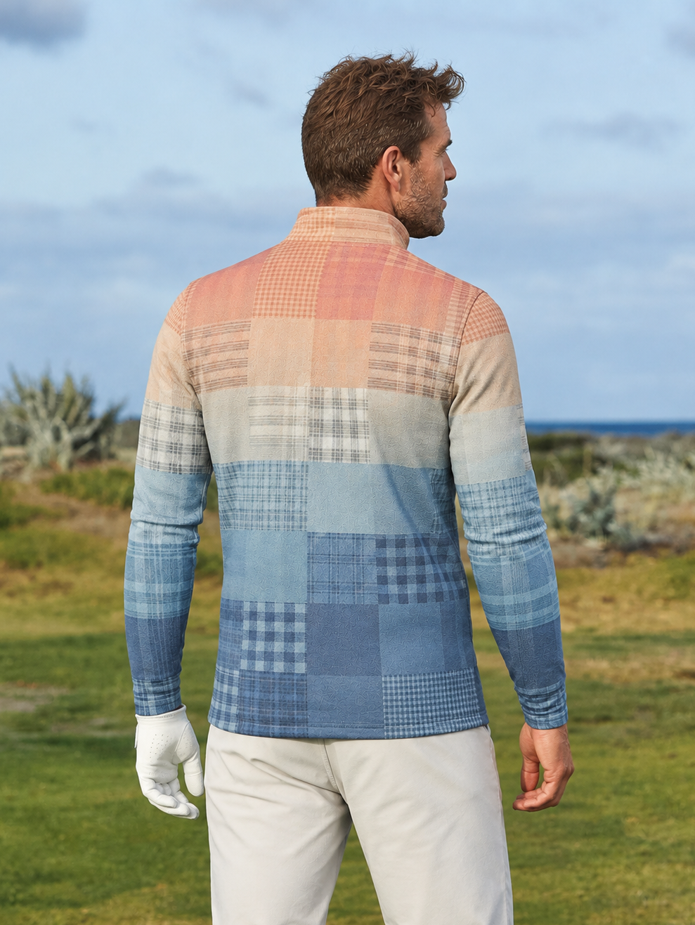 Fairway Patchwork Men's Lightweight Golf Shirt Quarterzip UPF50+