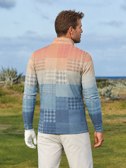 Fairway Patchwork Men's Lightweight Golf Shirt Quarterzip UPF50+