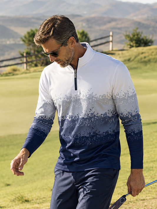 Air Brush Herren-Golfshirt Viertelreißverschluss UPF50+