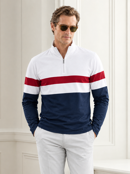 Camicia da golf da uomo con stile nautico giocoso e cerniera a quarto UPF50+