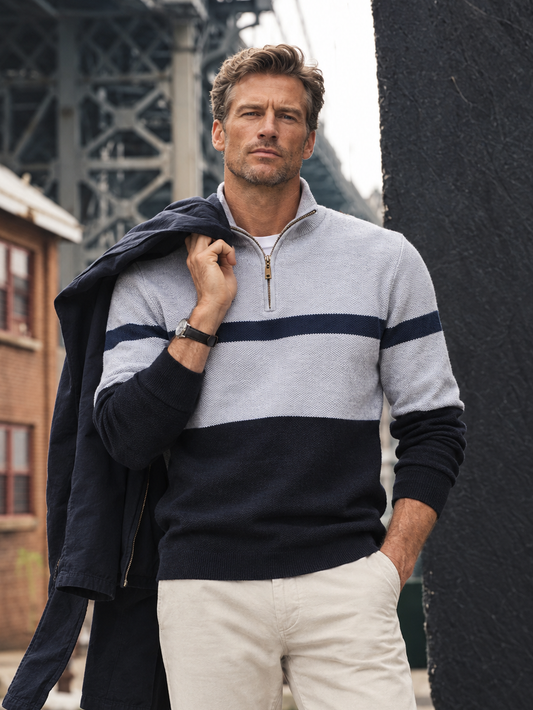 More Than Basic Men's Midweight Golf Quarter Zip Sweater