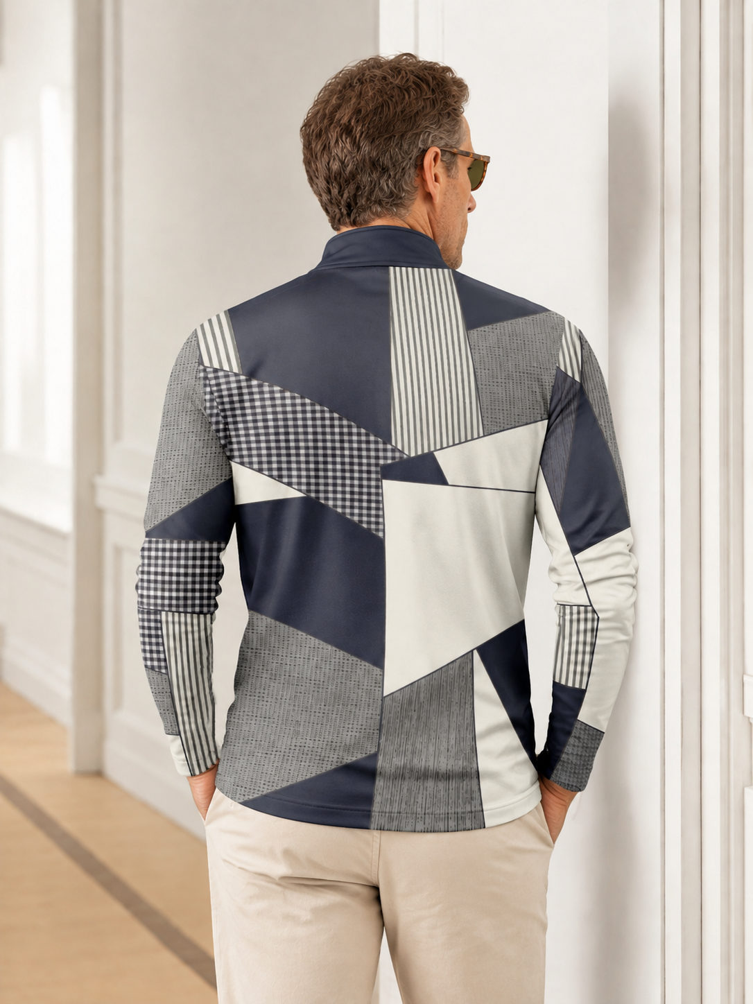 Fairway Patchwork Men's Lightweight Golf Shirt Quarterzip UPF50+