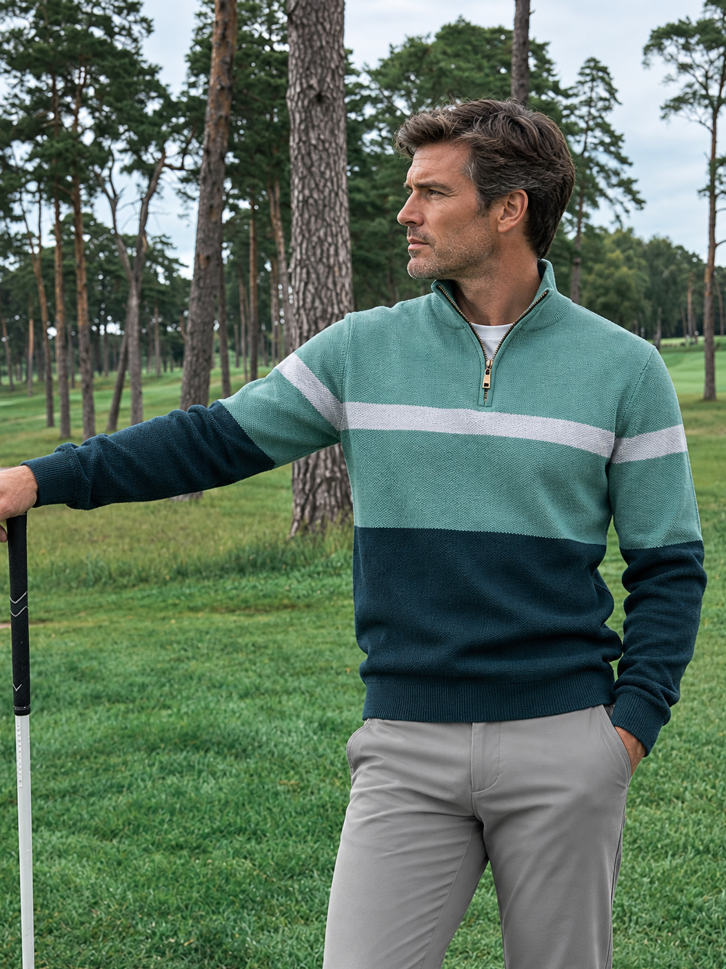 More Than Basic Men's Midweight Golf Quarter Zip Sweater
