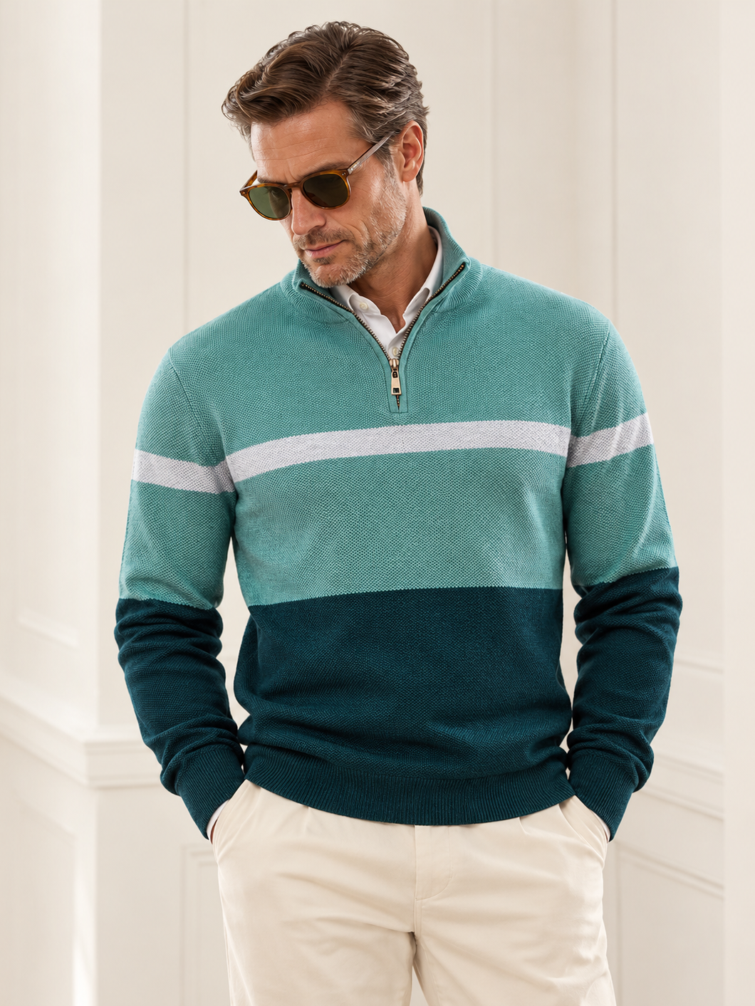 More Than Basic Men's Midweight Golf Quarter Zip Sweater