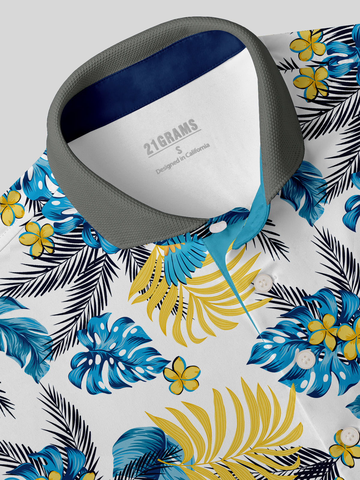 Hyped-up Tropical Men's Ribbed Collar Polo Top UPF50+