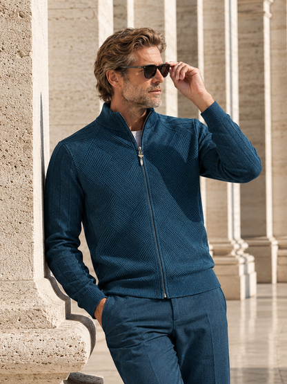 Oltre il Basico Cardigan Uomo da Golf in Maglia a Zip Completa