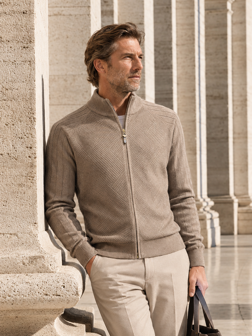 Oltre il Basico Cardigan Uomo da Golf in Maglia a Zip Completa