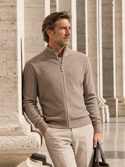 Oltre il Basico Cardigan Uomo da Golf in Maglia a Zip Completa