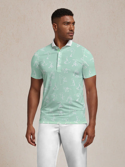 Hyper-prep Polo Top Uomo con Collo a Coste UPF50+