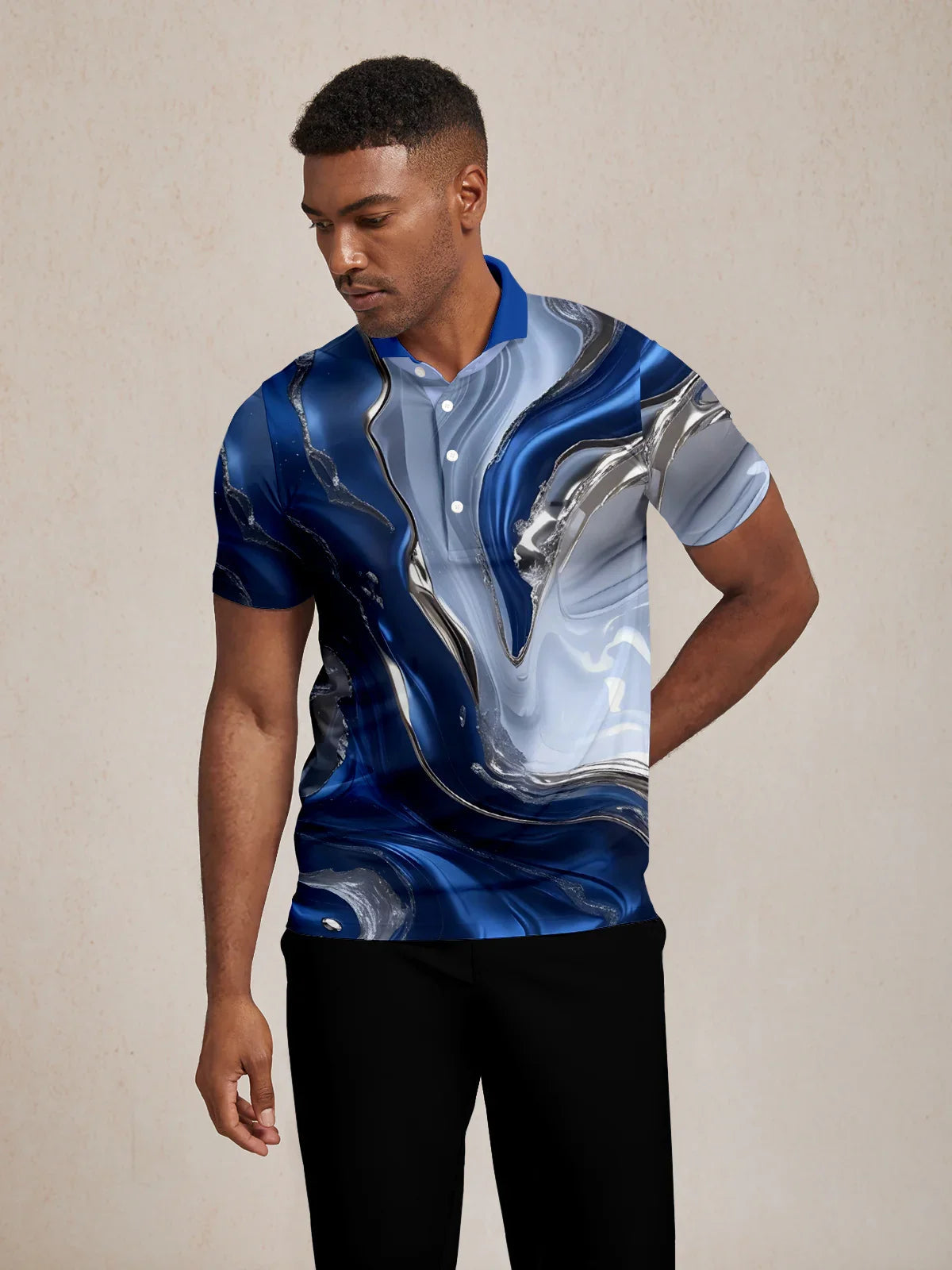 Inked Skins Herren Polo-Top mit geripptem Kragen LSF 50+