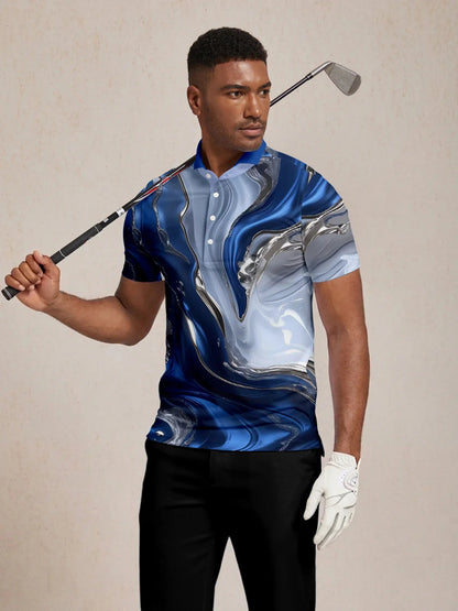 Inked Skins Herren Polo-Top mit geripptem Kragen LSF 50+
