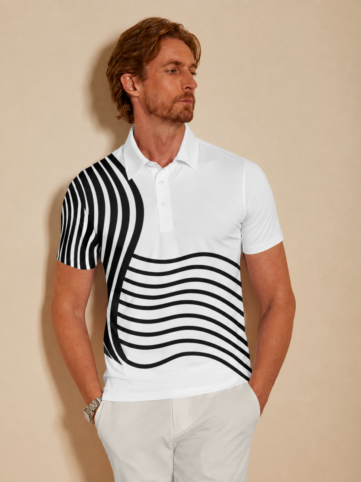 Verspieltes maritimes Herren-Polo-Shirt UPF50+