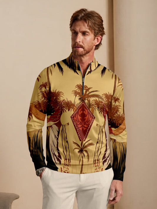 Hyped-up Tropical Men's Lightweight Golf Shirt Quarterzip UPF50+