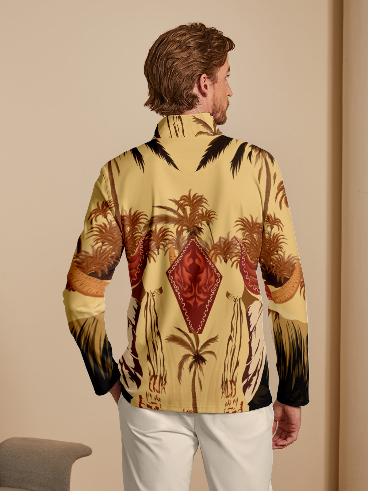 Hyped-up Tropical Men's Lightweight Golf Shirt Quarterzip UPF50+