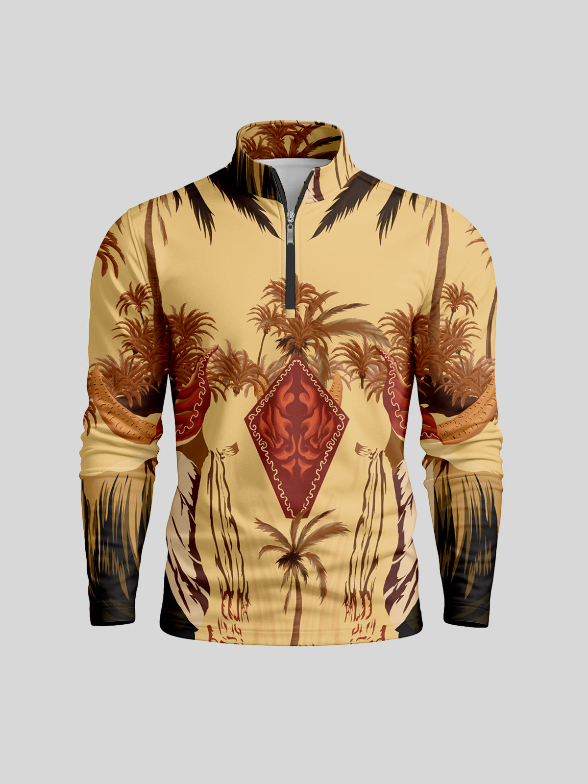Hyped-up Tropical Men's Lightweight Golf Shirt Quarterzip UPF50+