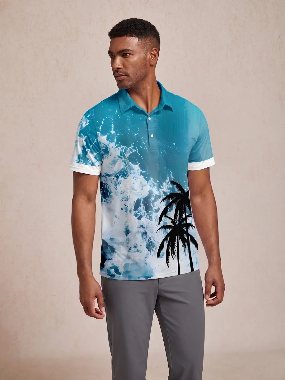 Hyped-up Tropisches Poloshirt für Herren UPF50+