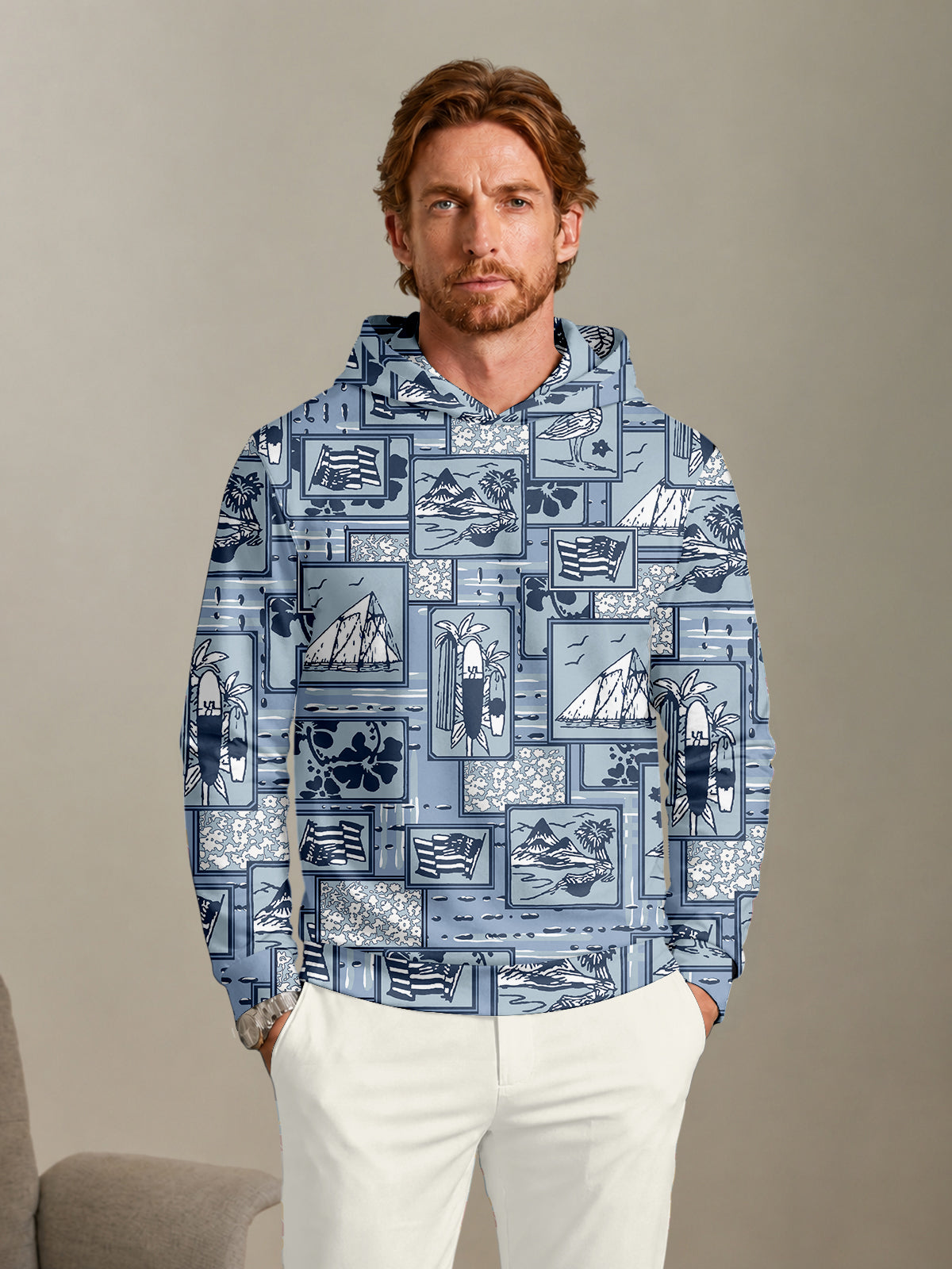 Playful Nautical Men's Golf Hooded Sweatshirt