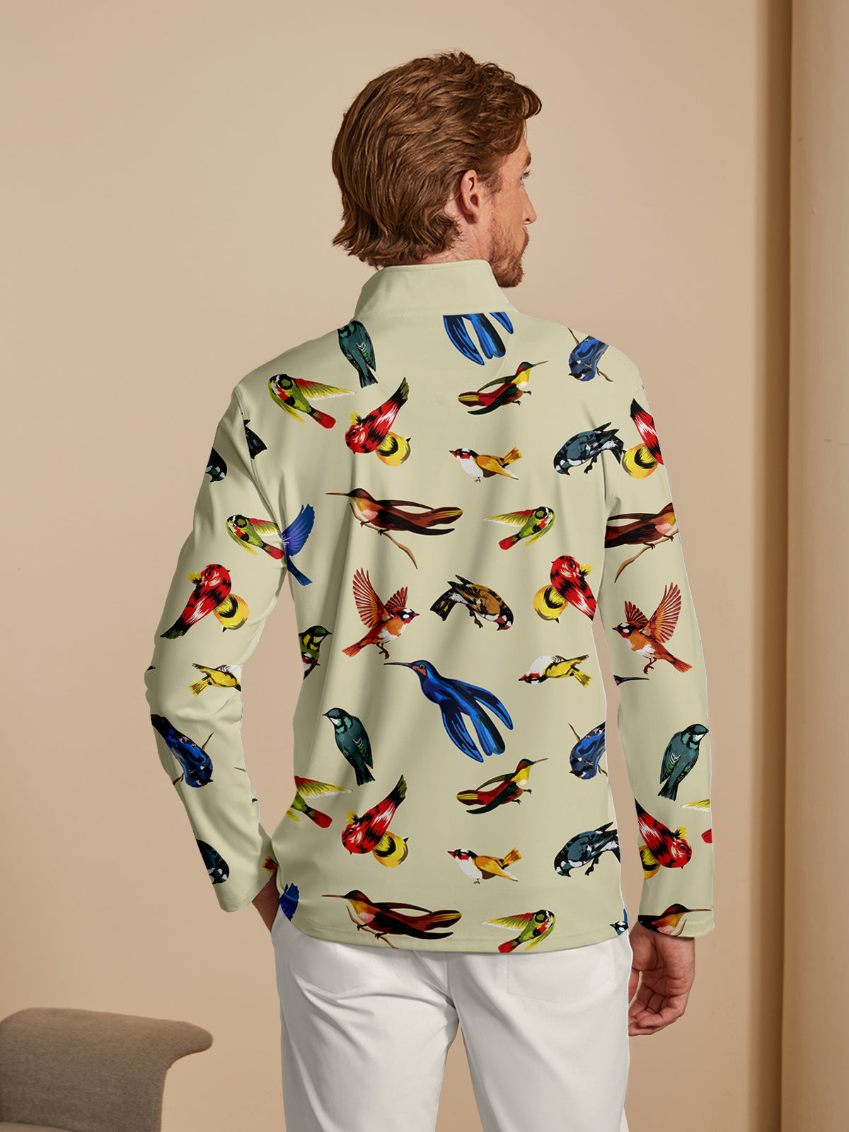 Wildlife Party Men's Lightweight Golf Shirt Quarterzip UPF50+