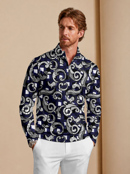 Botanical Energy Men's Lightweight Golf Shirt Quarterzip UPF50+