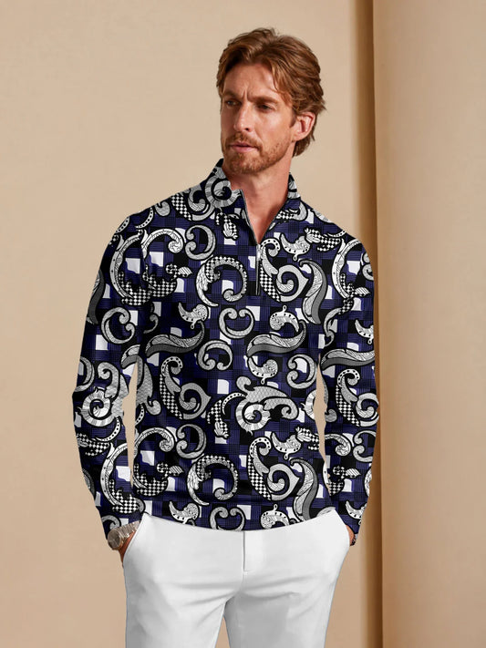 Botanical Energy Men's Lightweight Golf Shirt Quarterzip UPF50+