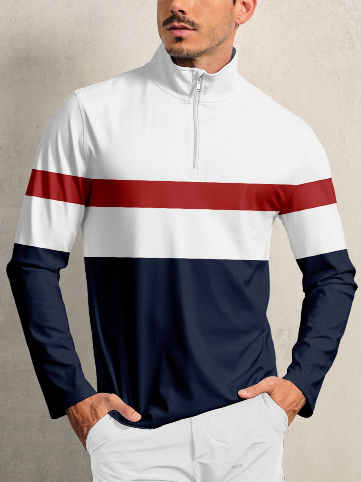 Playful Nautical Golf Shirt Quarterzip UPF50+