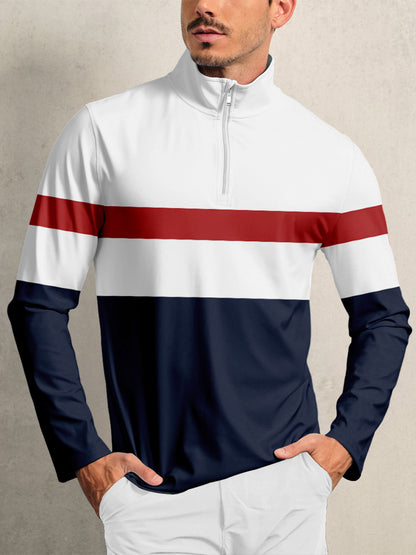 Playful Nautical Golf Shirt Quarterzip UPF50+