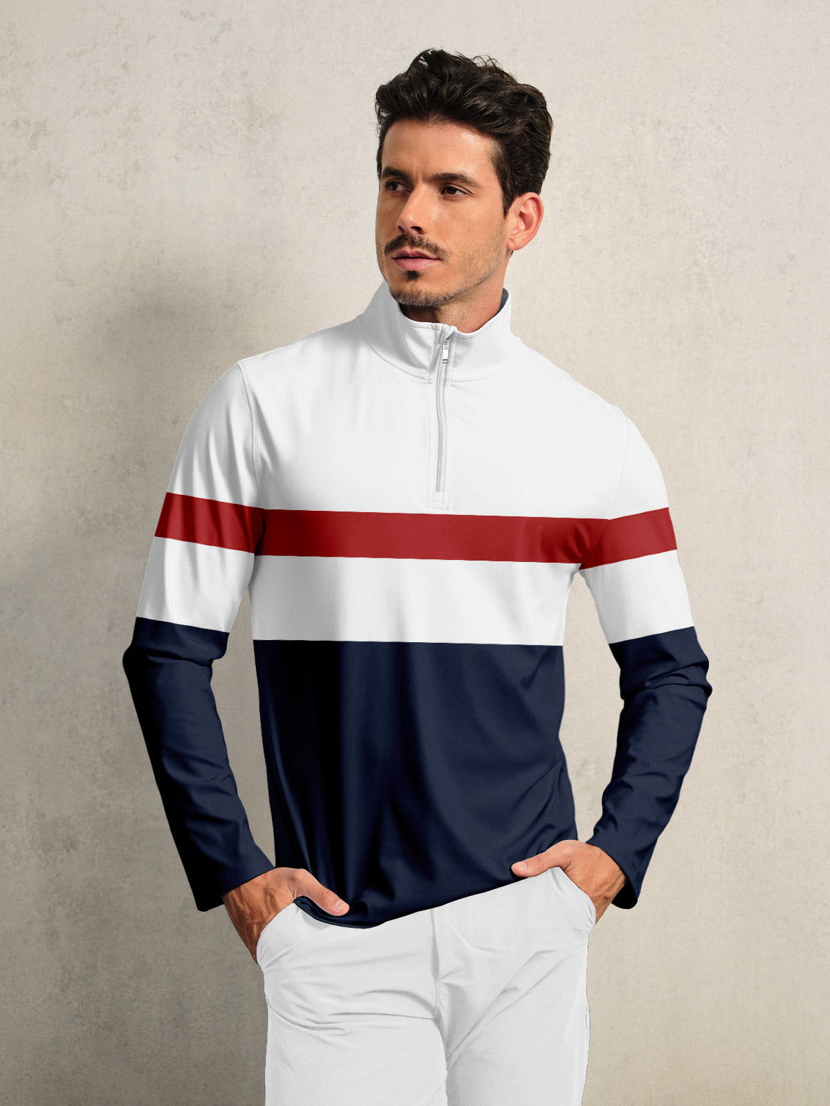 Playful Nautical Golf Shirt Quarterzip UPF50+