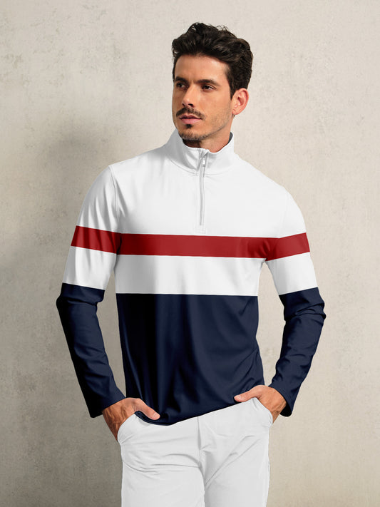 Playful Nautical Golf Shirt Quarterzip UPF50+