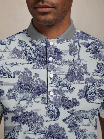 Wildlife Party Herren Poloshirt mit Rippkragen LSF 50+