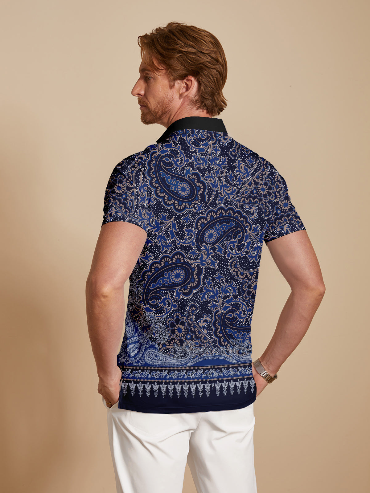 Paisley Heritage Men's Ribbed Collar Polo Top UPF50+