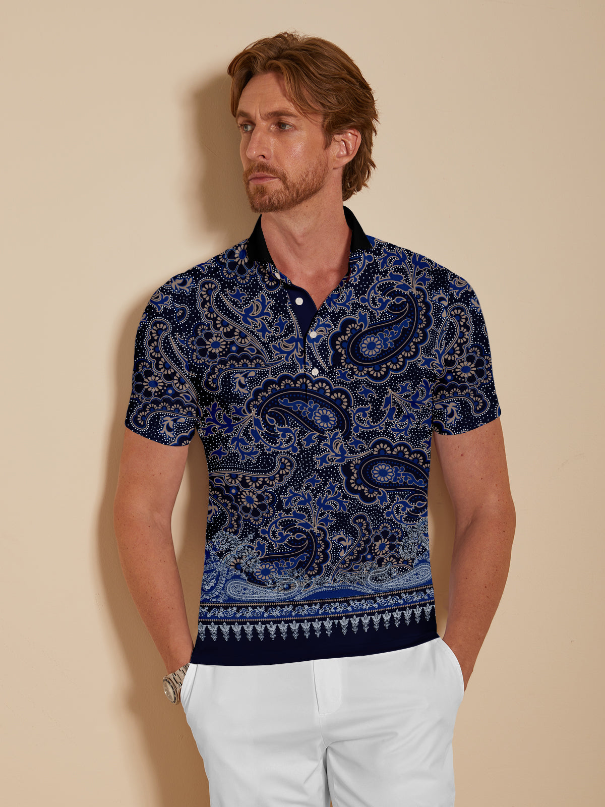 Paisley Heritage Men's Ribbed Collar Polo Top UPF50+