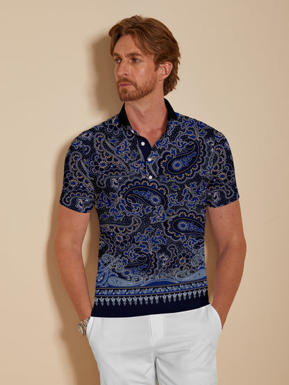 Paisley Heritage Men's Ribbed Collar Polo Top UPF50+