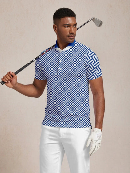 Barockes Herren-Poloshirt mit geripptem Kragen UPF50+