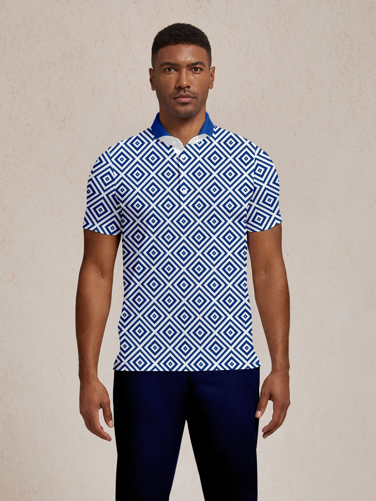 Barockes Herren-Poloshirt mit geripptem Kragen UPF50+