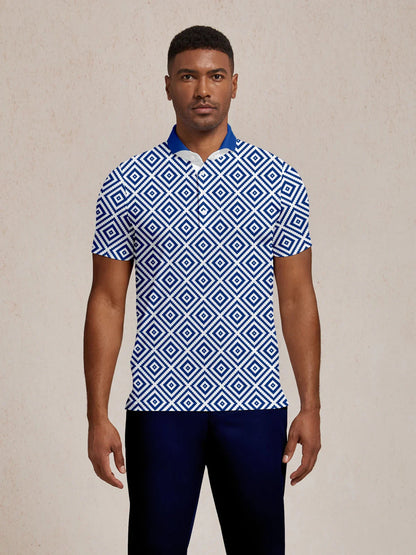 Barockes Herren-Poloshirt mit geripptem Kragen UPF50+
