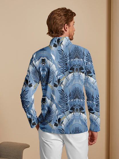 Hyped-up Tropical Men's Lightweight Golf Shirt Quarterzip UPF50+